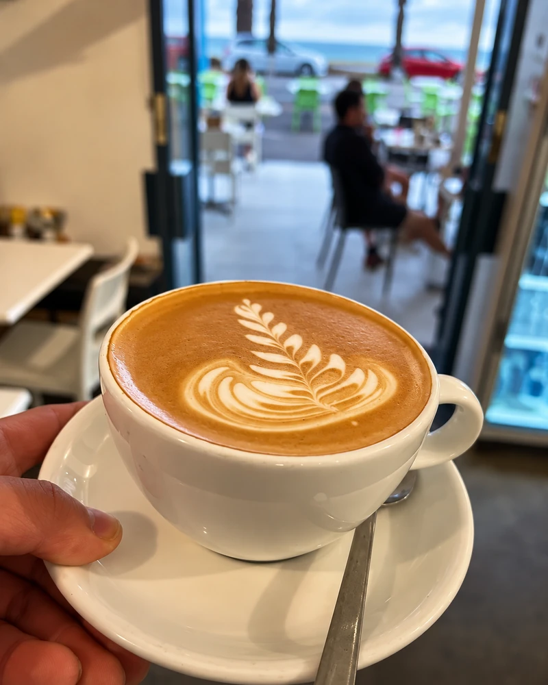 A cup of coffee served at Sidetrack cafe