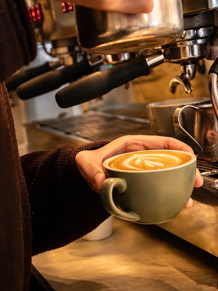 Latte being prepared at Sidetrack cafe
